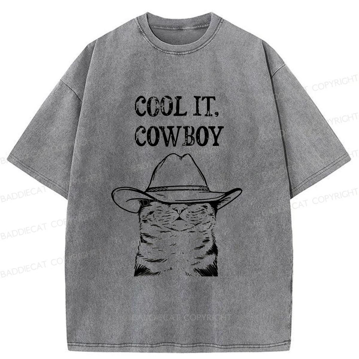 Baddiecat Cowboy Cat Washed T-shirt