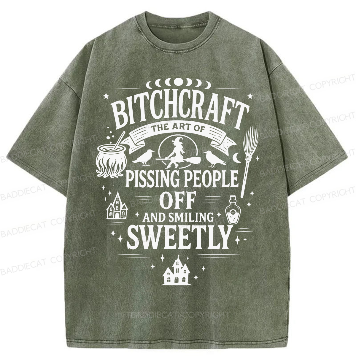 Baddiecat Bitchcraft Pissing People Off Washed T-shirt