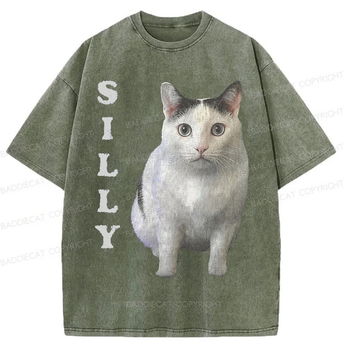 Baddiecat Silly Cat Washed T-shirt