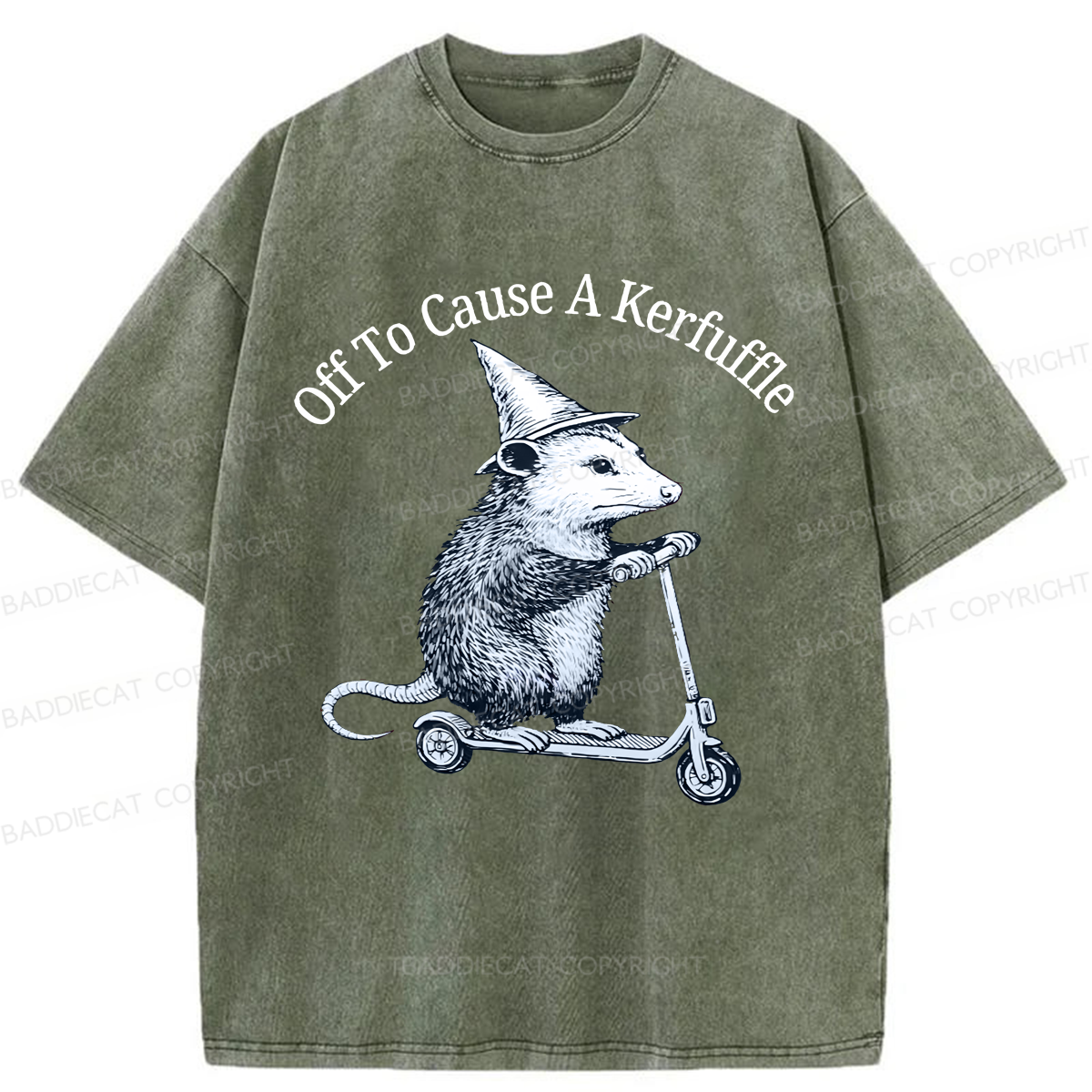 Baddiecat A Possum On A Scooter Washed T-shirt