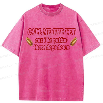 Baddiecat Call Me The Vet Washed T-shirt