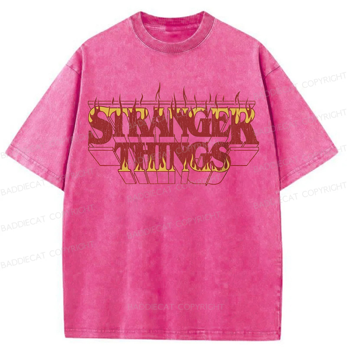 Baddiecat Stranger Things Fire Washed T-shirt