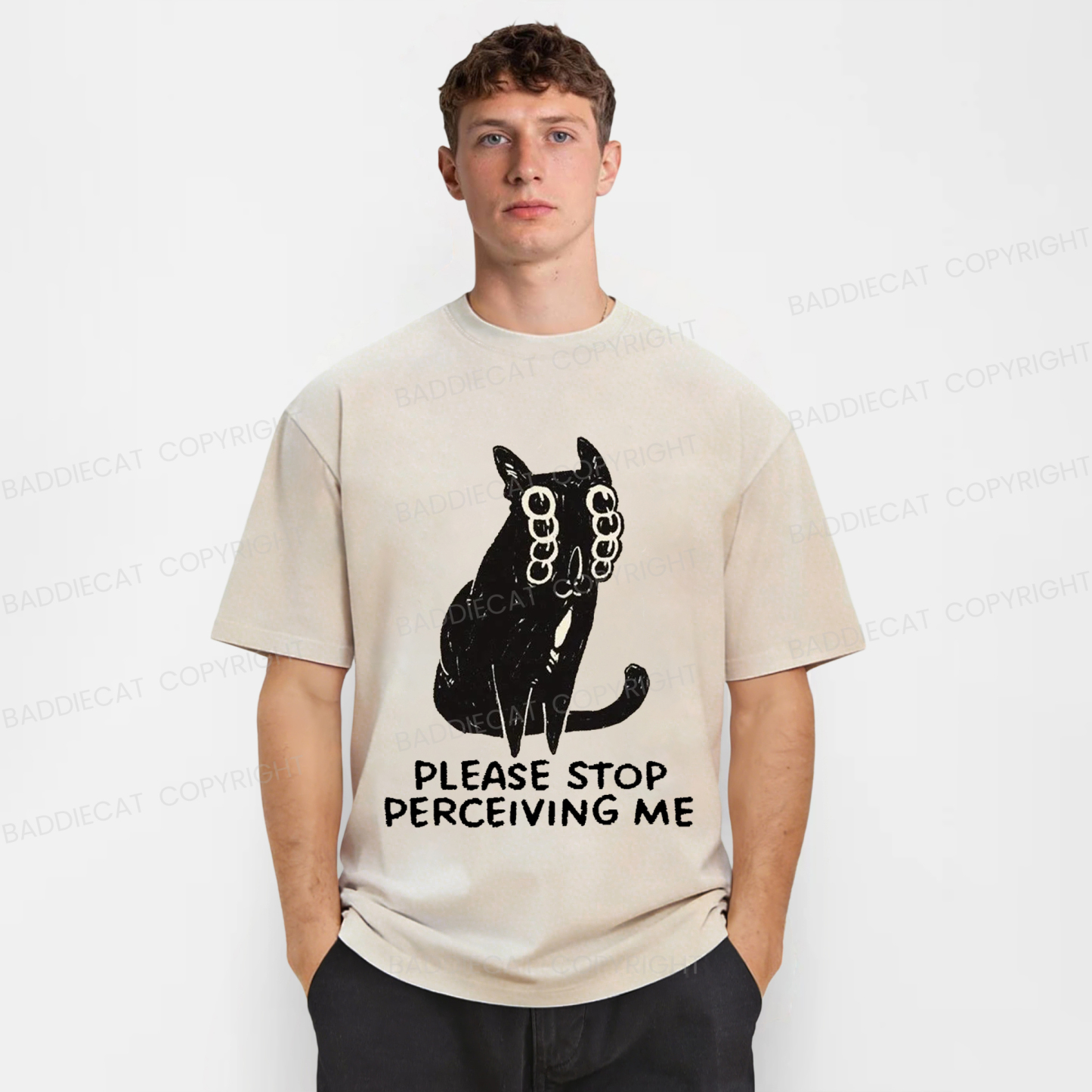 Baddiecat Please Stop Perceiving Me Washed T-shirt