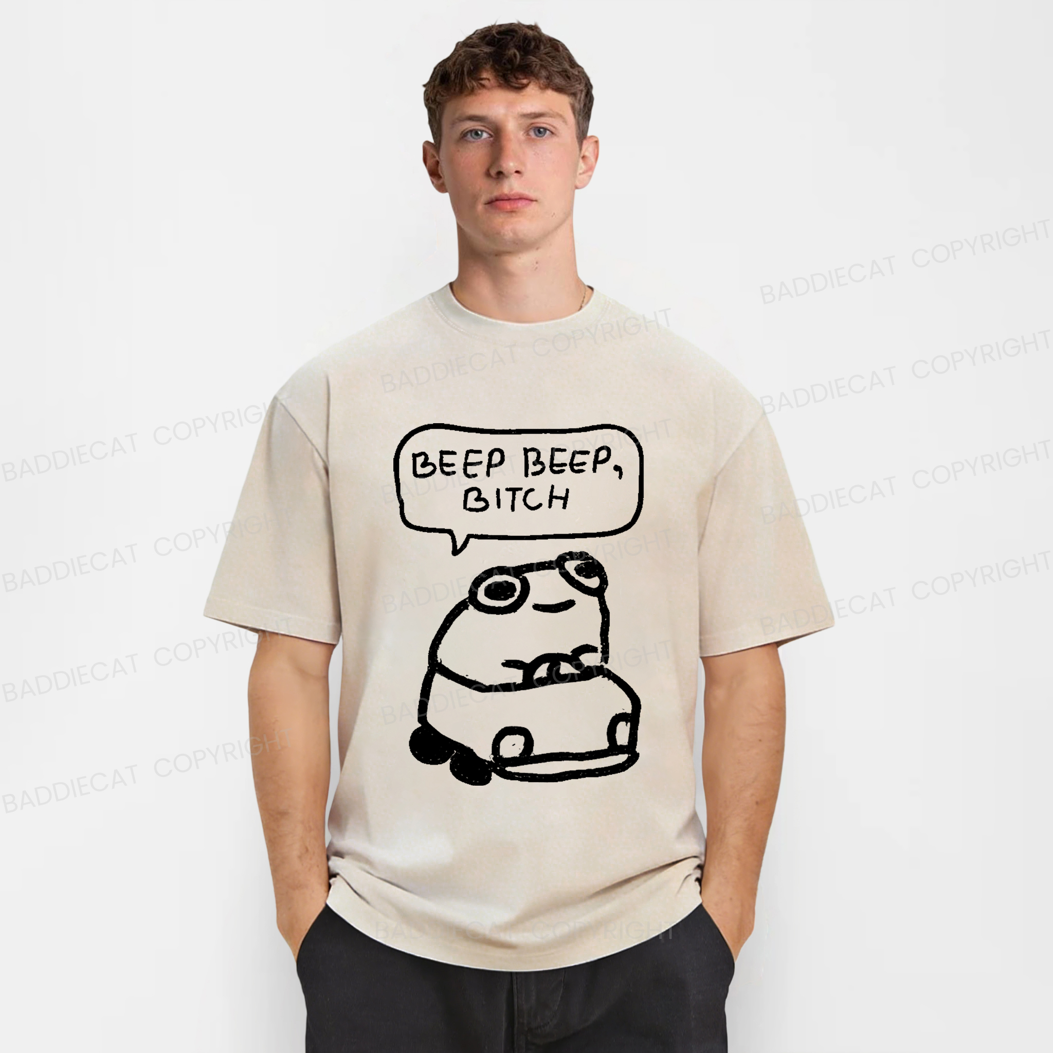 Baddiecat BEEP BEEP BITCH Washed T-shirt