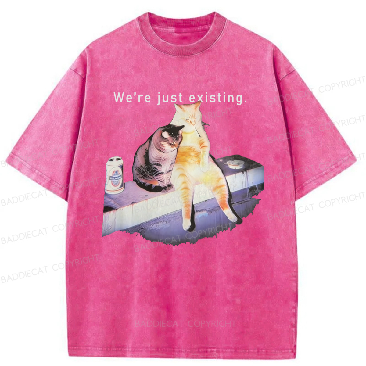 Baddiecat Cats We Are Just Existing Washed T-shirt