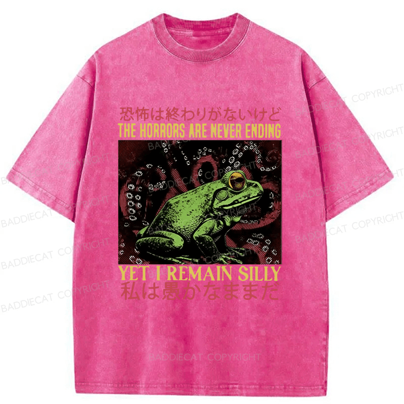 Baddiecat The Horrors Are Never Ending Washed T-shirt