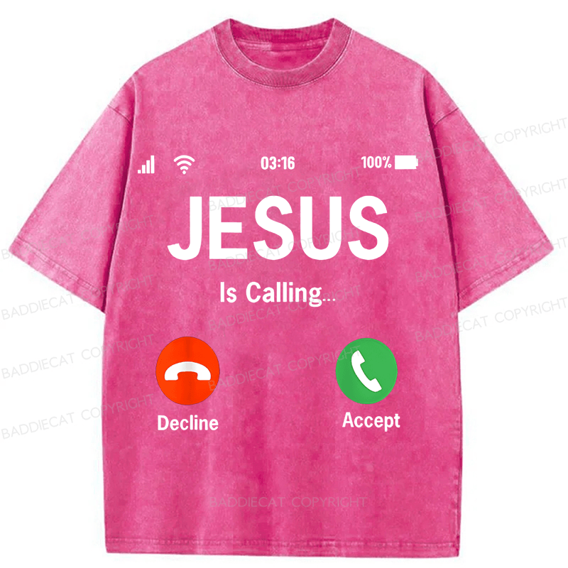 Baddiecat Jesus Christian faith Funny Meme Washed T-shirt