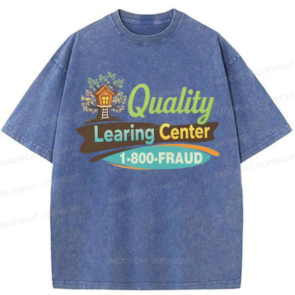 Baddiecat Funny Quality Learing Center Washed T-shirt