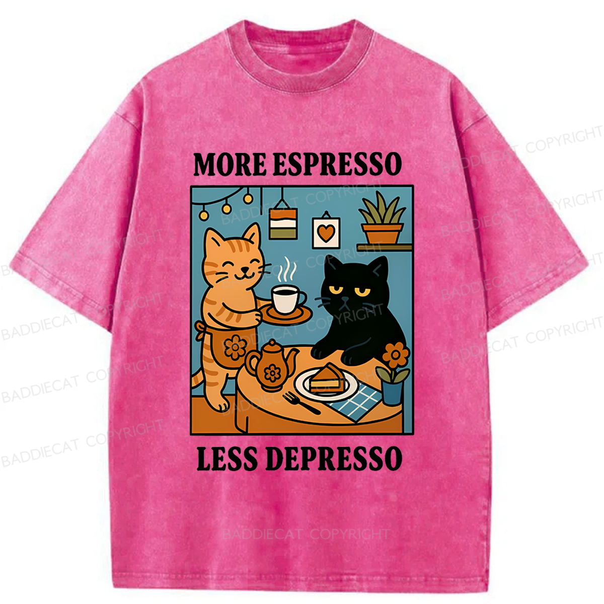 Baddiecat More Espresso Less Depresso Washed T-shirt