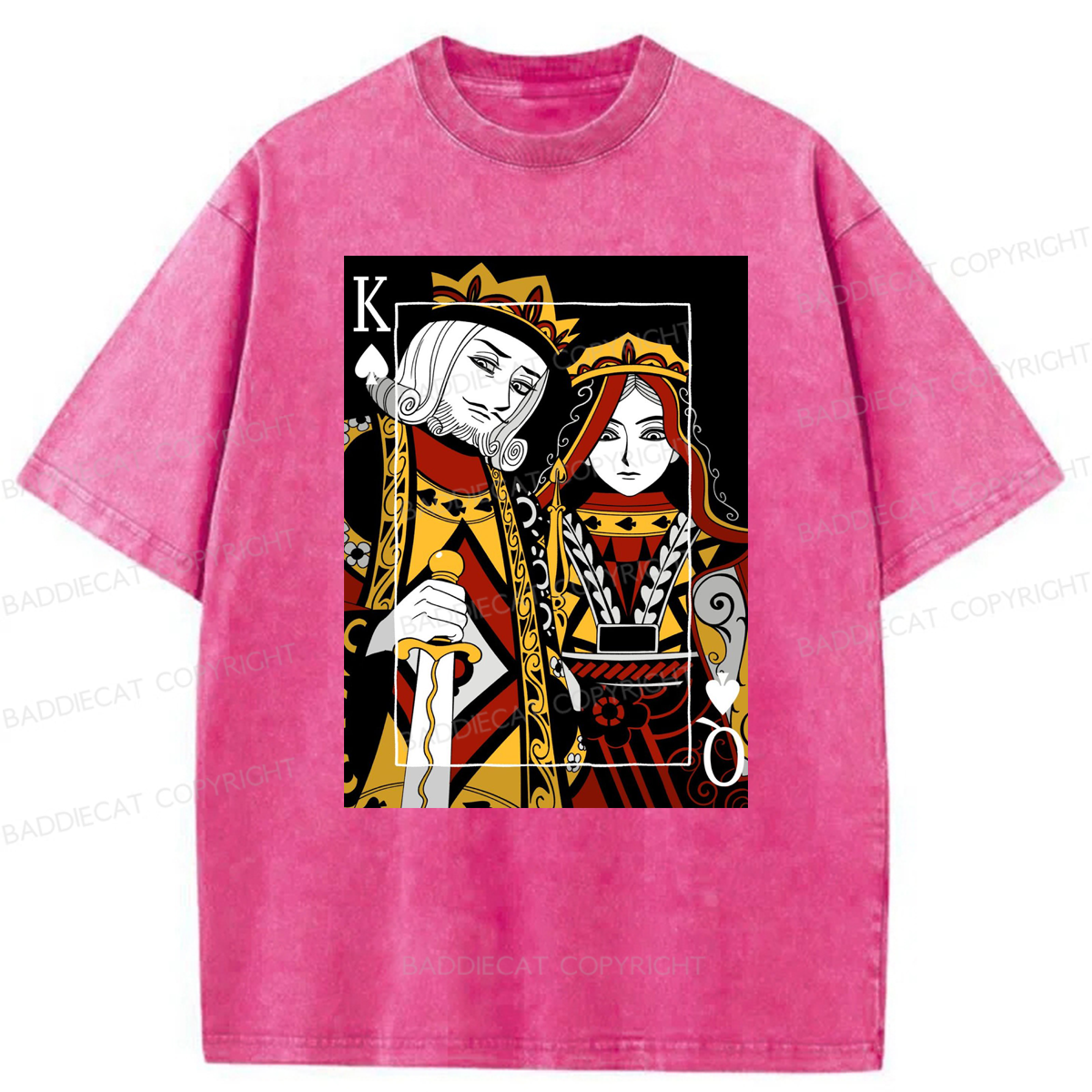 Baddiecat King And Queen Poker Washed T-shirt