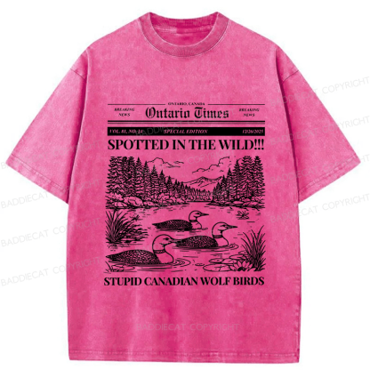Baddiecat Canadian Wolf Bird Washed T-shirt