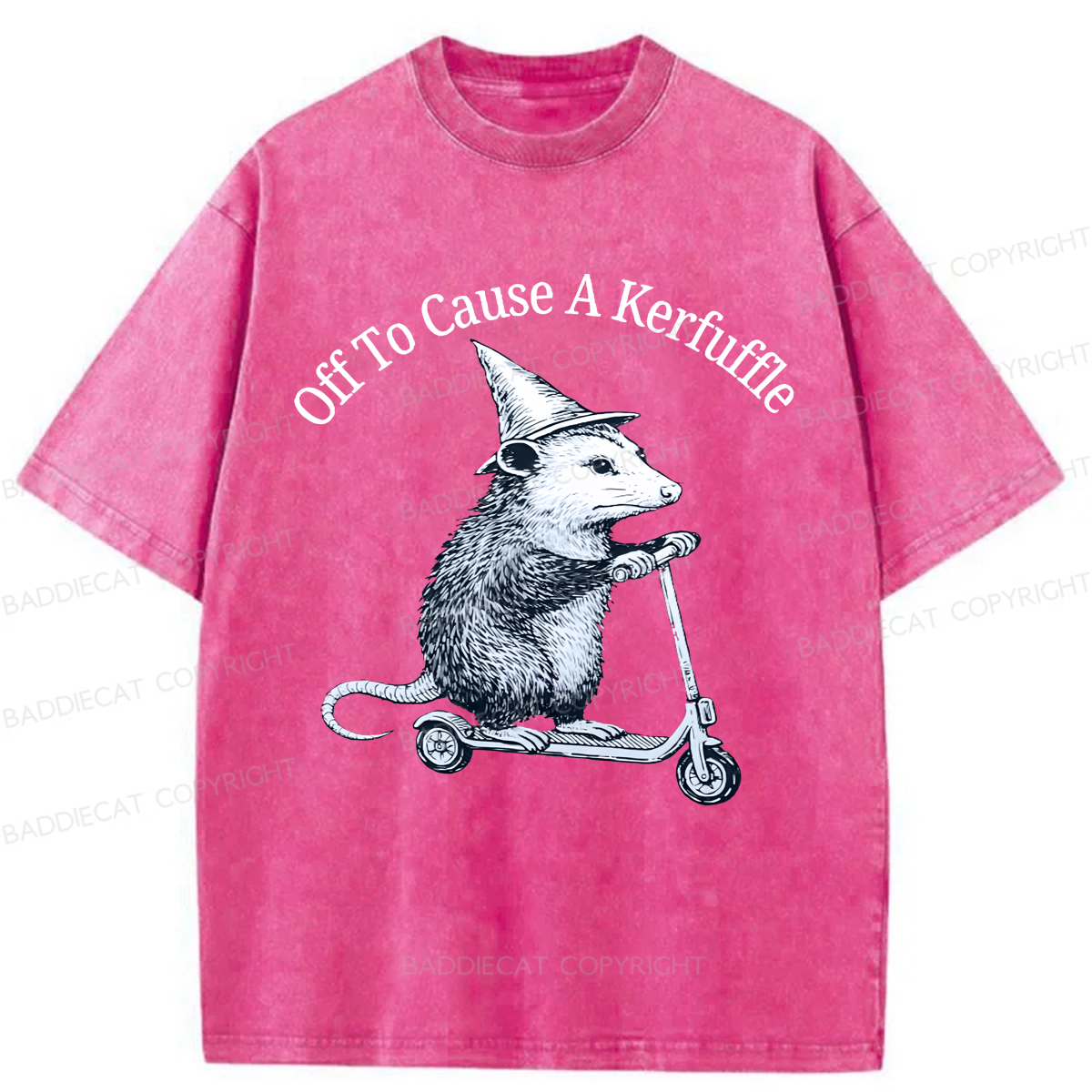 Baddiecat A Possum On A Scooter Washed T-shirt