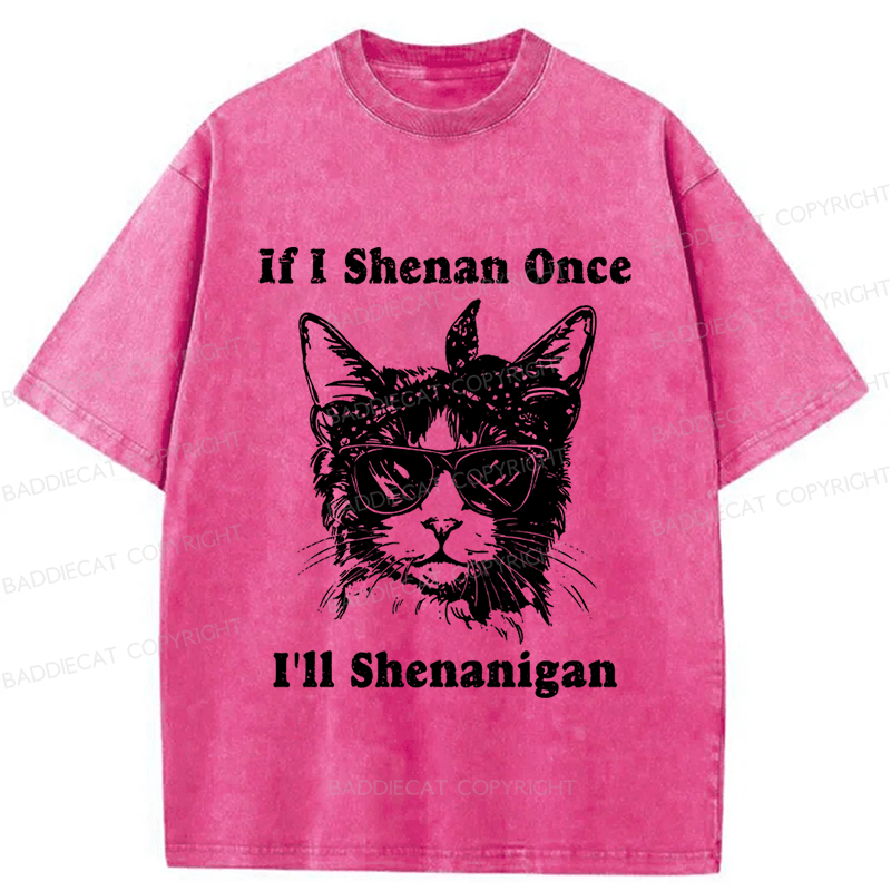 Baddiecat If I Shenan Once I’ll Shenanigan Washed T-shirt