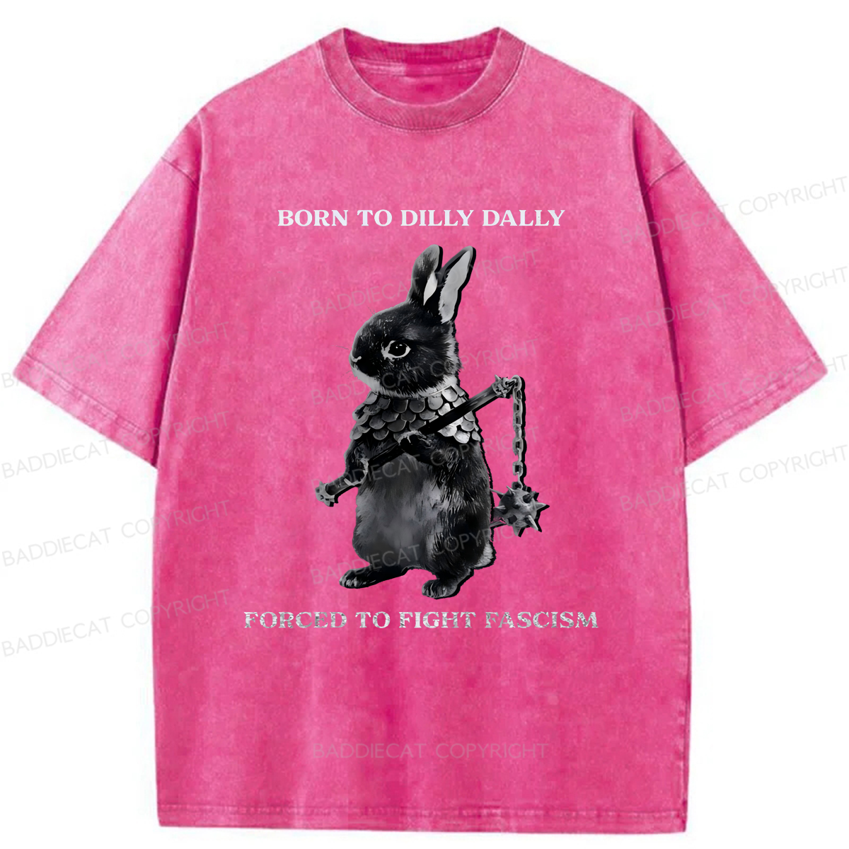 Baddiecat Born To Dilly Dally Forced To Fight Washed T-shirt