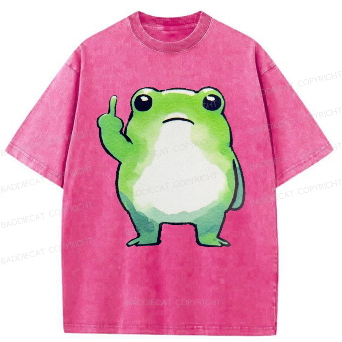 Baddiecat Middle Finger Frog Washed T-shirt