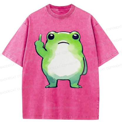 Baddiecat Middle Finger Frog Washed T-shirt