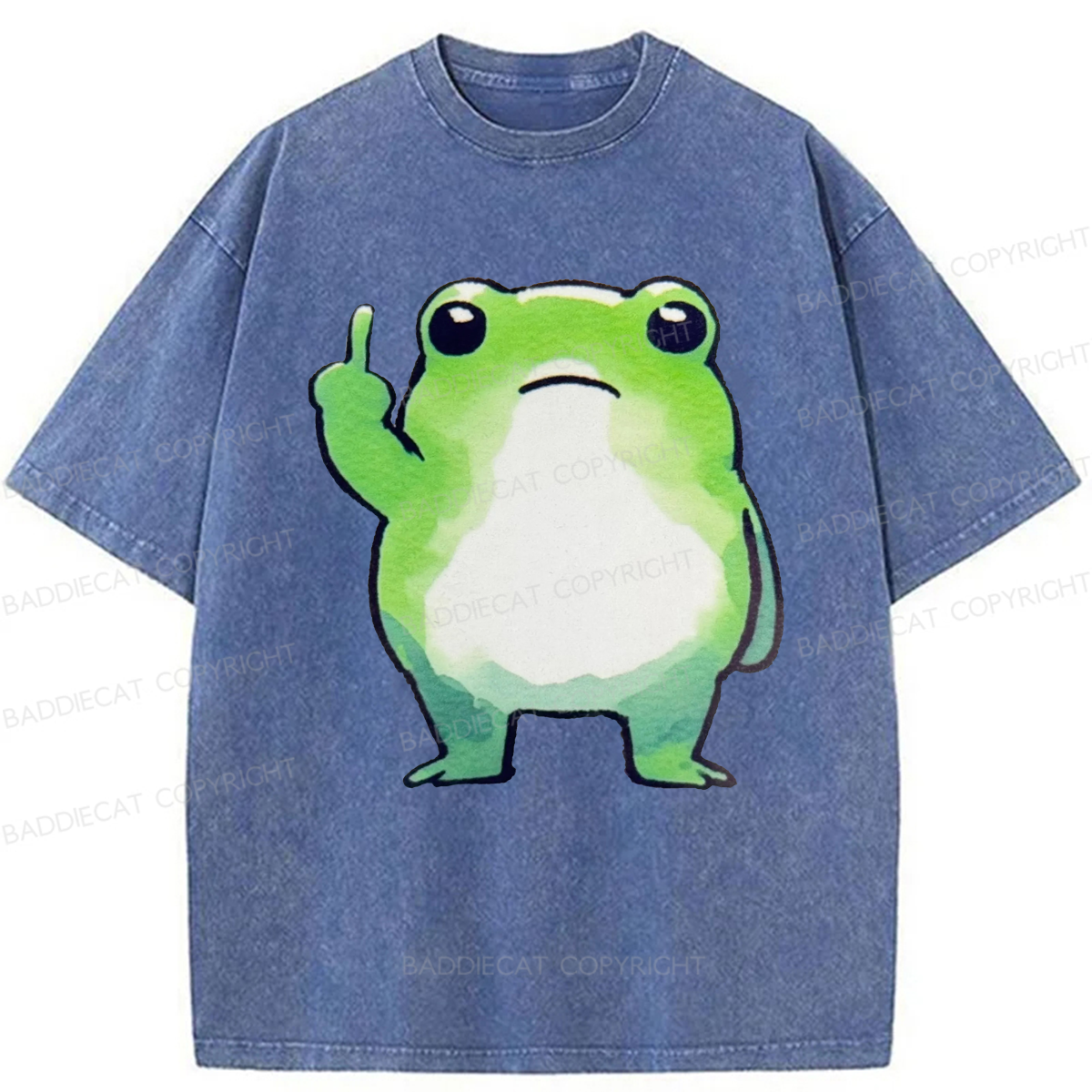 Baddiecat Middle Finger Frog Washed T-shirt