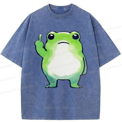 Baddiecat Middle Finger Frog Washed T-shirt