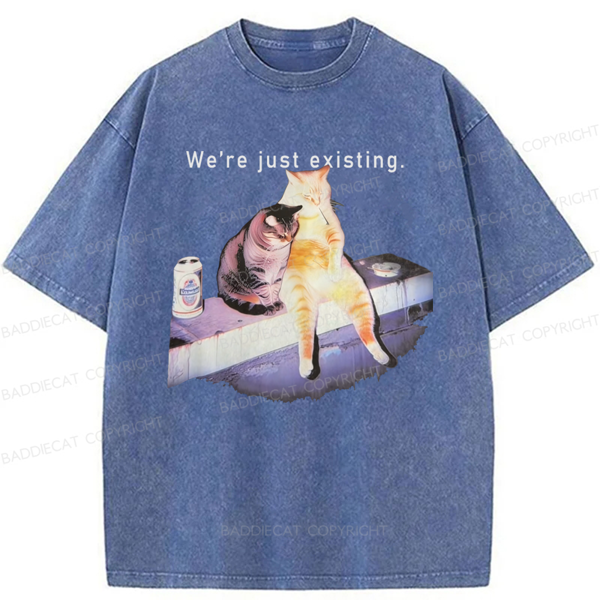 Baddiecat Cats We Are Just Existing Washed T-shirt