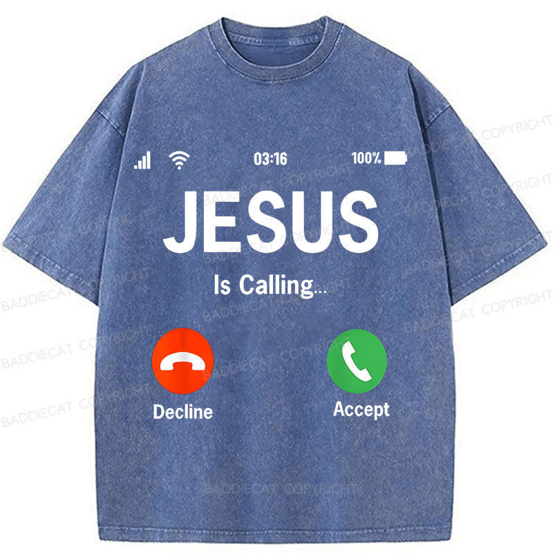 Baddiecat Jesus Christian faith Funny Meme Washed T-shirt