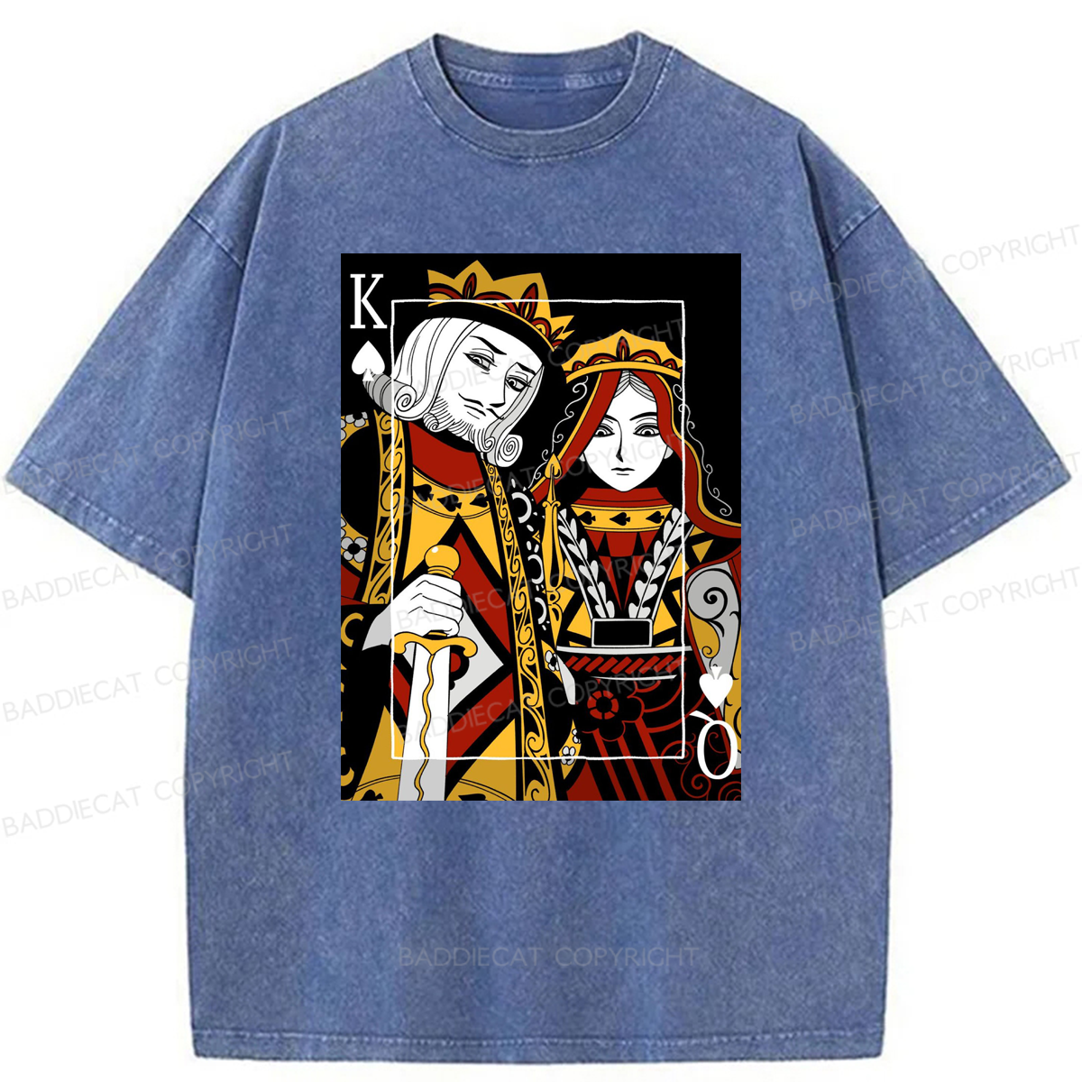 Baddiecat King And Queen Poker Washed T-shirt