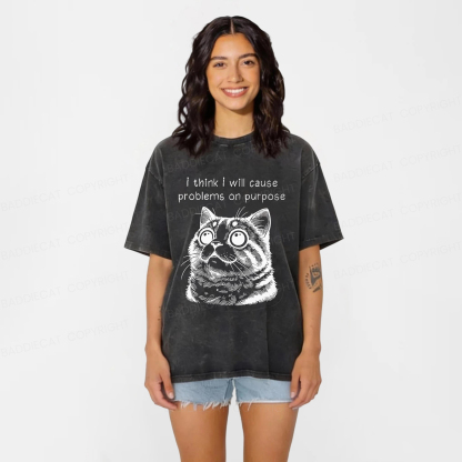 Baddiecat Innocent Cat Washed T-shirt