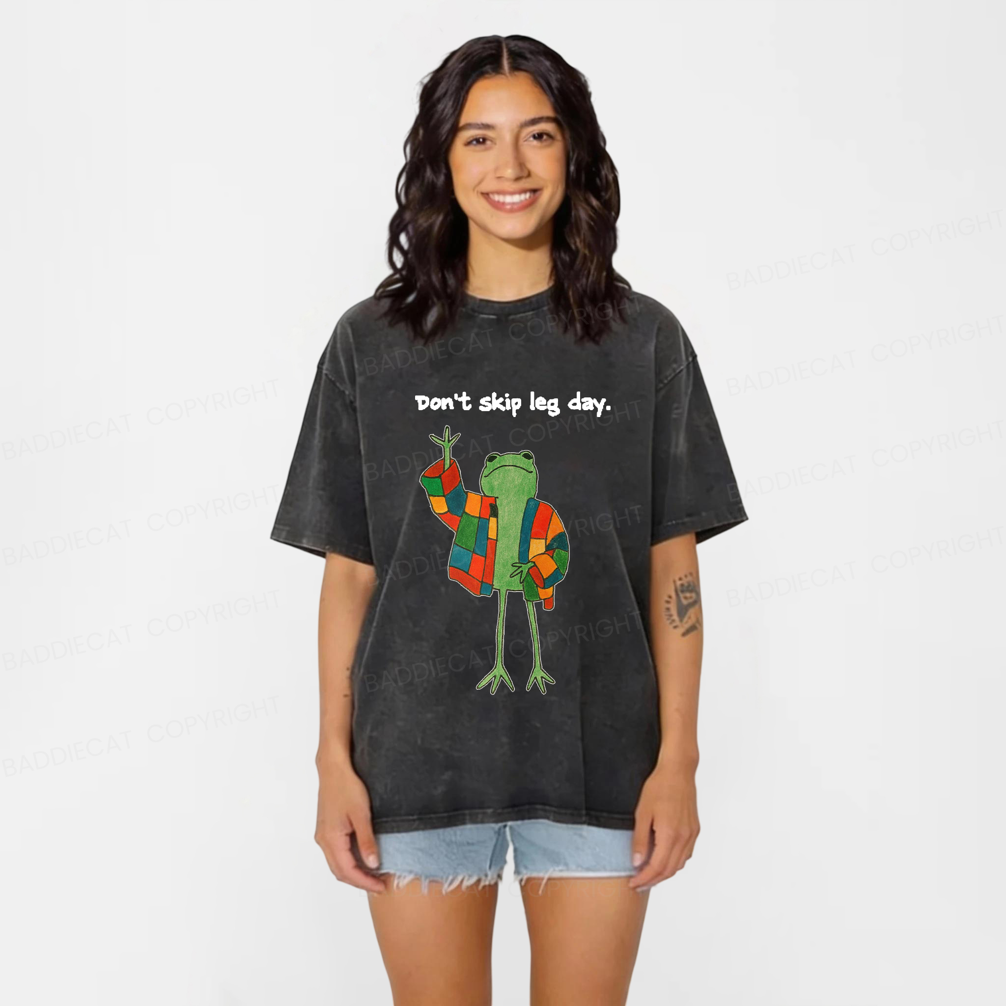 Baddiecat Model Frog Washed T-shirt