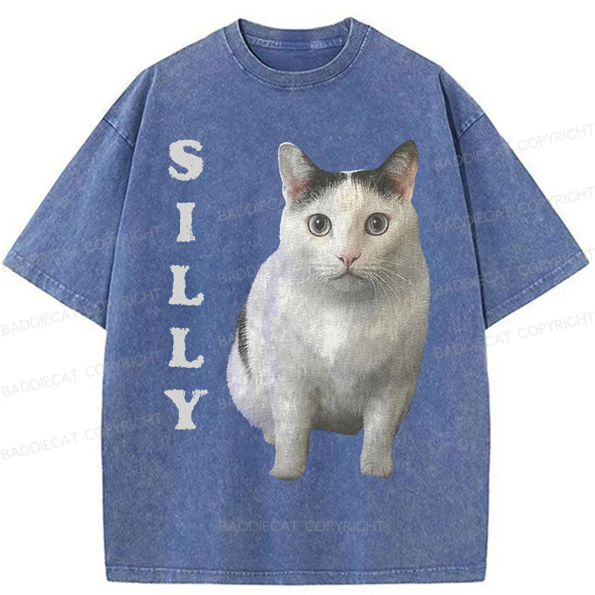 Baddiecat Silly Cat Washed T-shirt