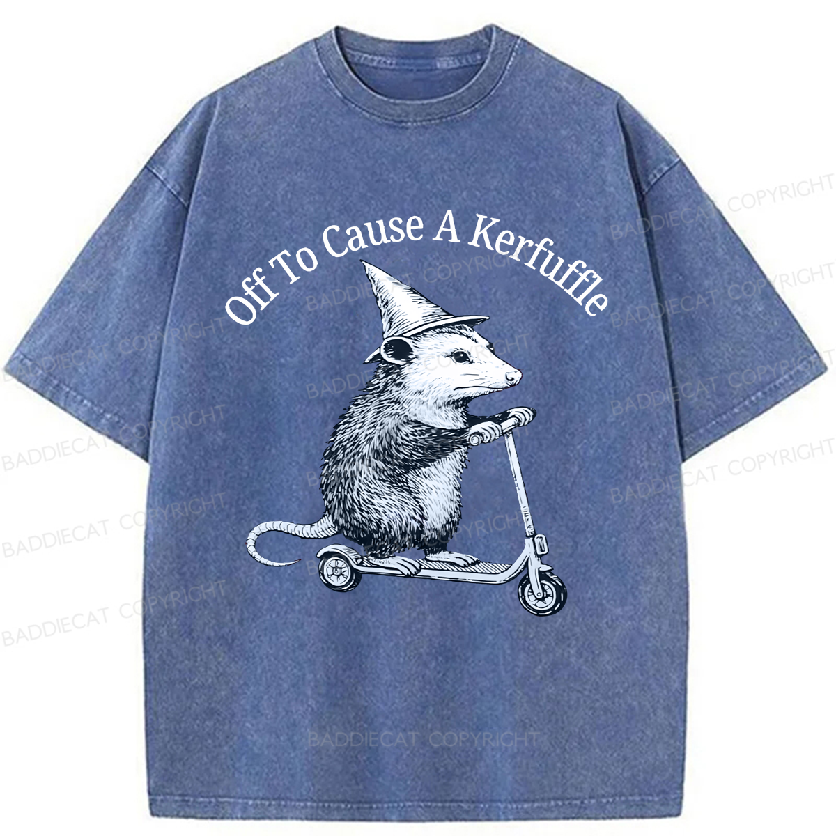 Baddiecat A Possum On A Scooter Washed T-shirt