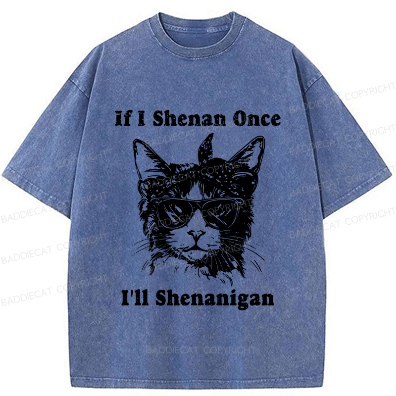 Baddiecat If I Shenan Once I’ll Shenanigan Washed T-shirt