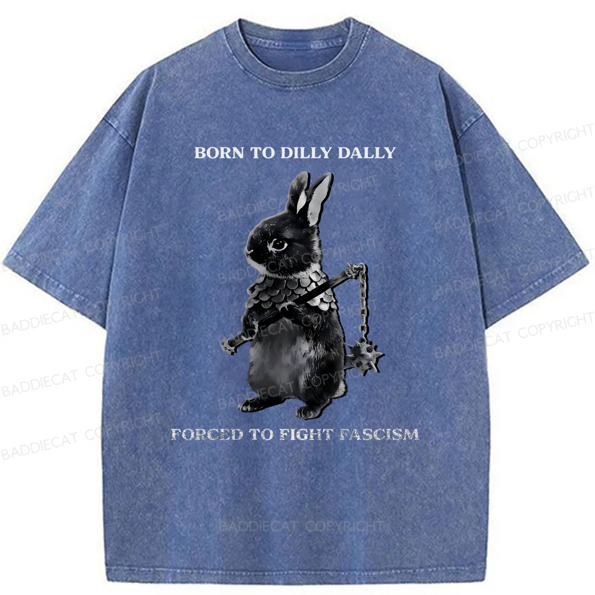 Baddiecat Born To Dilly Dally Forced To Fight Washed T-shirt