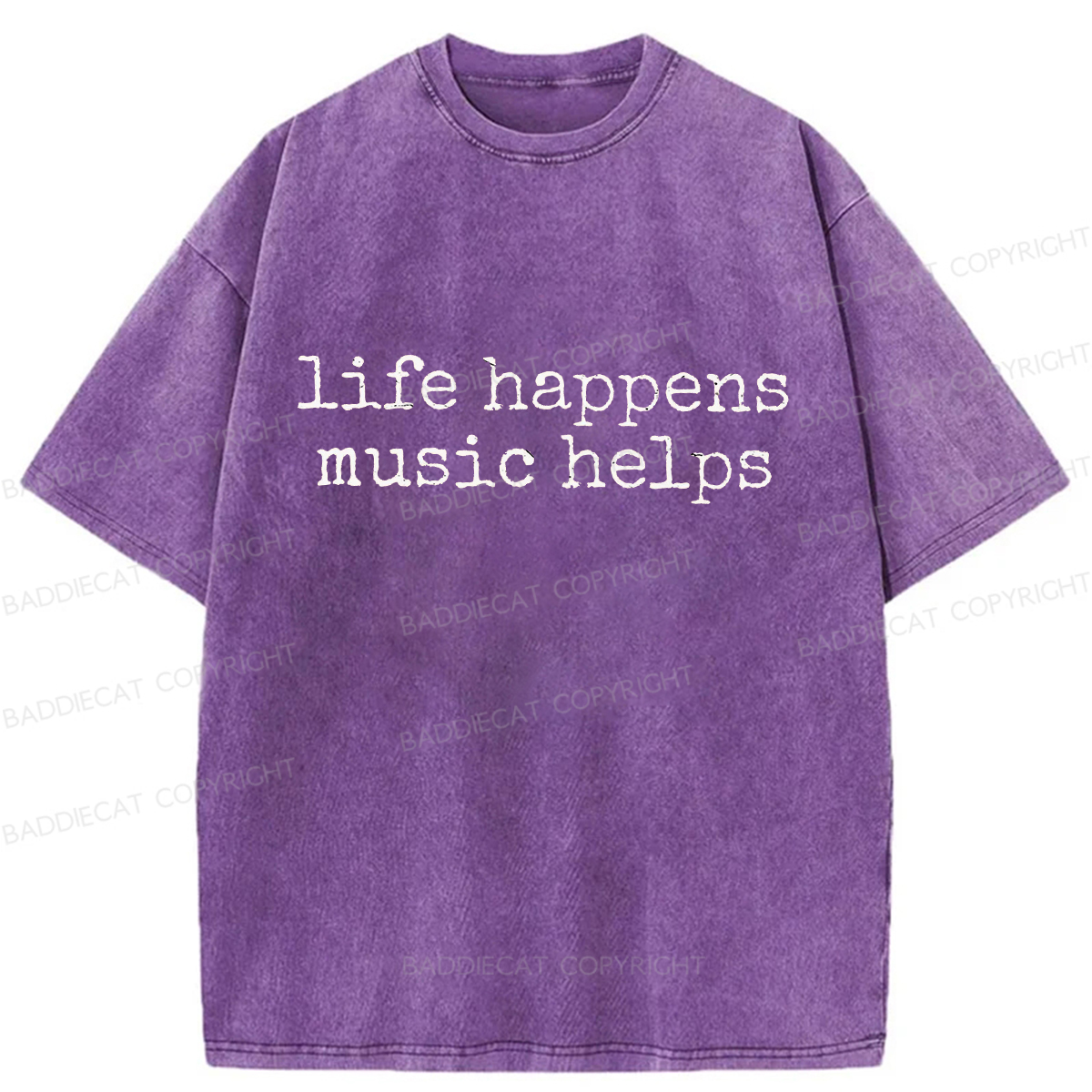 Baddiecat Life Happens Washed T-shirt