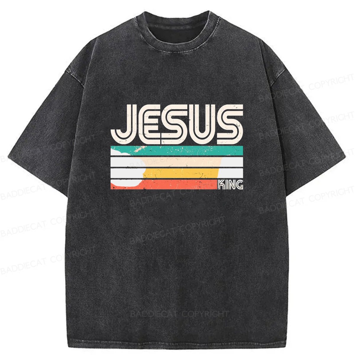 Baddiecat Jesus Is King Washed T-shirt