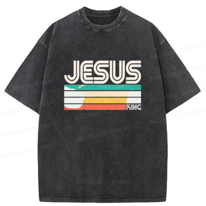 Baddiecat Jesus Is King Washed T-shirt