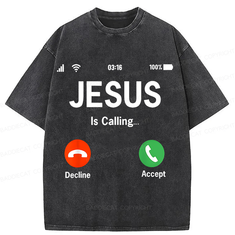 Baddiecat Jesus Christian faith Funny Meme Washed T-shirt