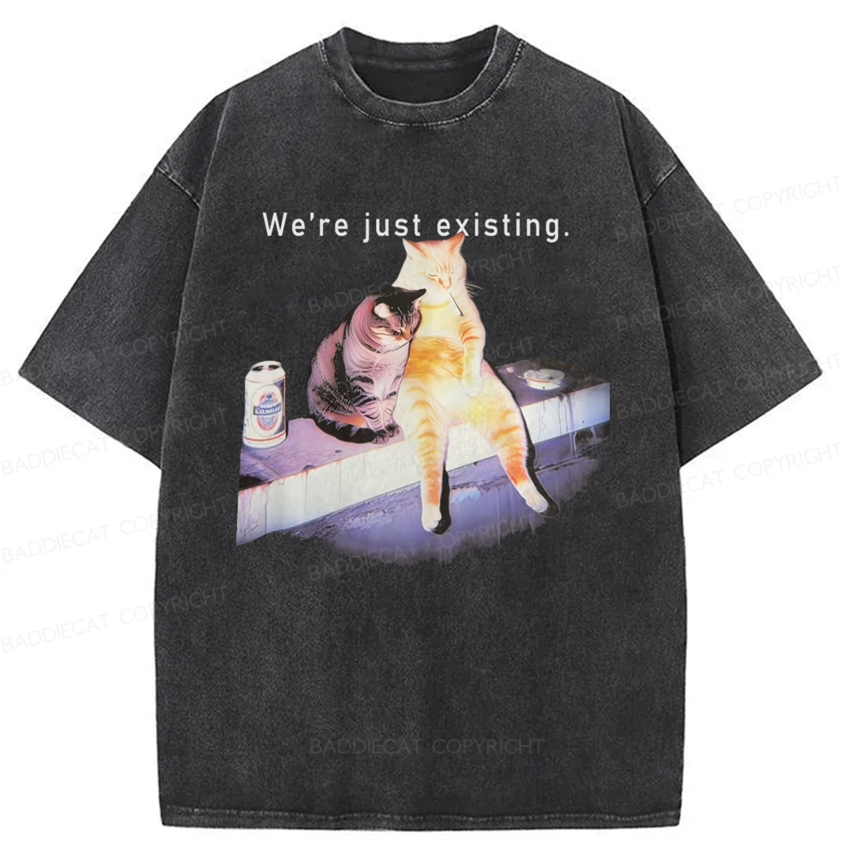Baddiecat Cats We Are Just Existing Washed T-shirt