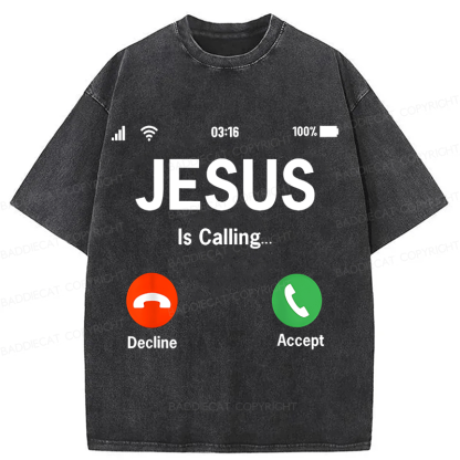 Baddiecat Jesus Christian faith Funny Meme Washed T-shirt