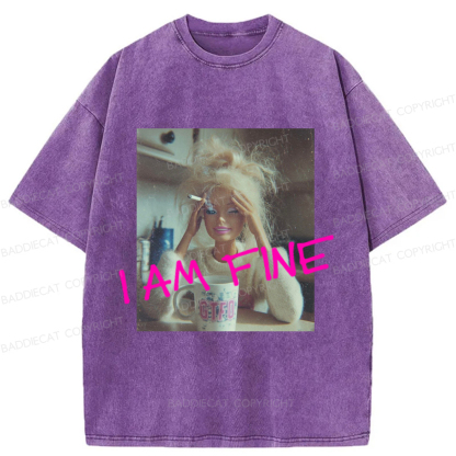 Baddiecat Fine Barbie Washed T-shirt