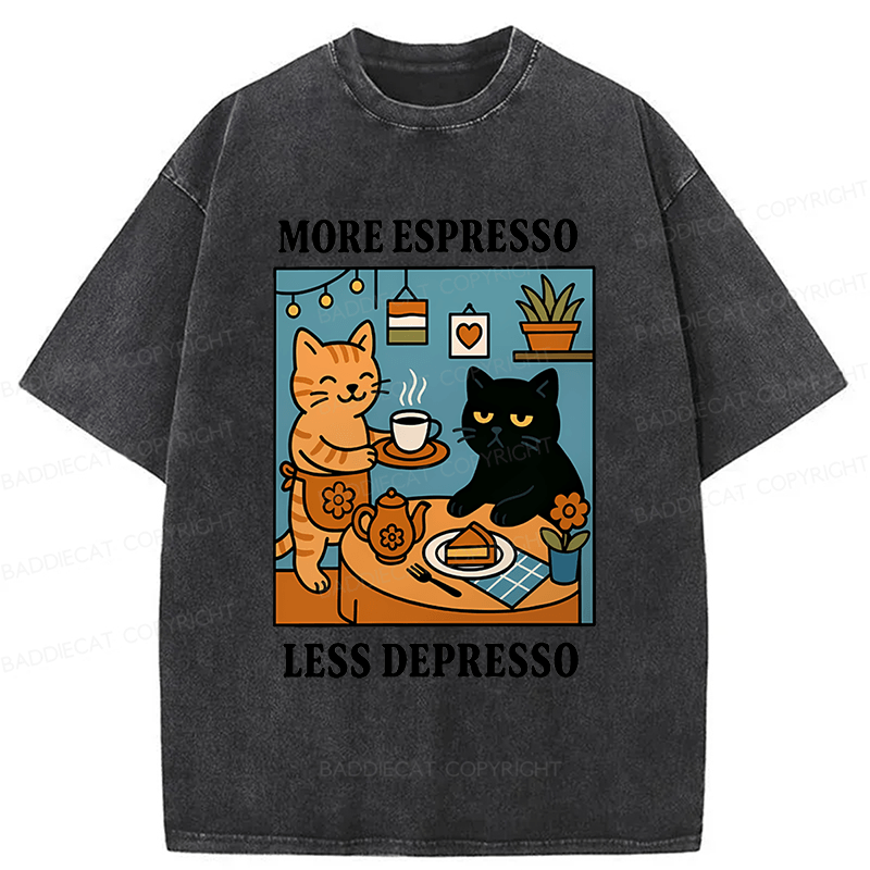 Baddiecat More Espresso Less Depresso Washed T-shirt