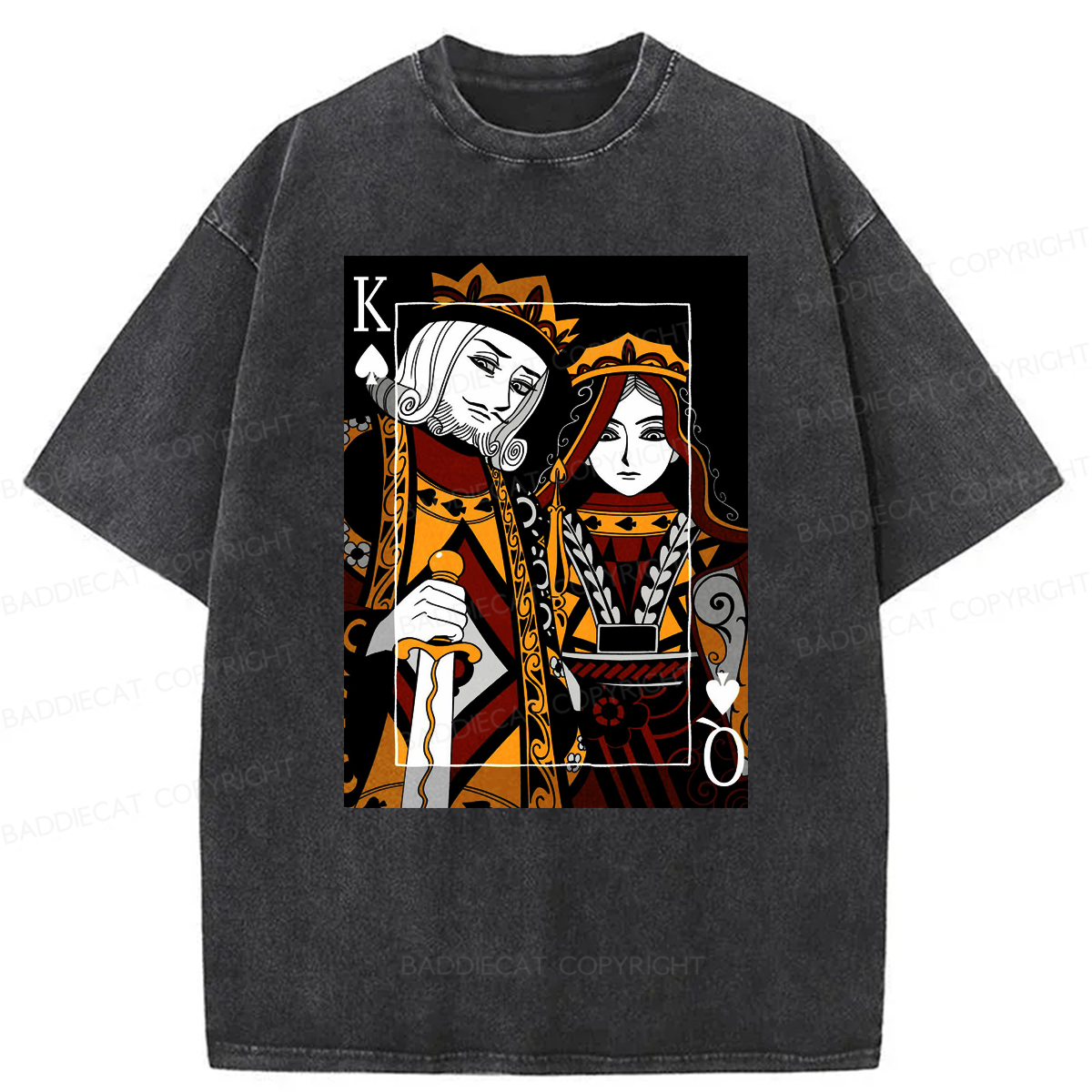 Baddiecat King And Queen Poker Washed T-shirt
