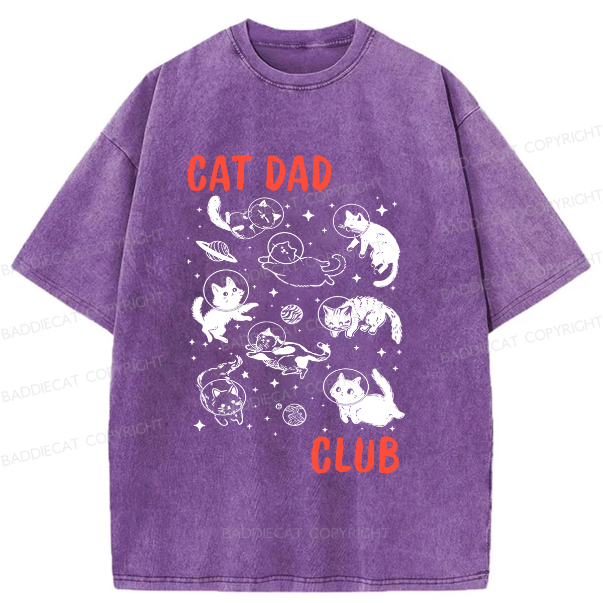 Baddiecat Cat Dad Club Washed T-shirt