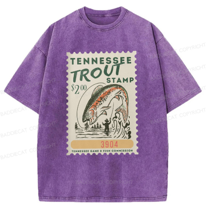 Baddiecat Tennessee Trout Stamp Washed T-shirt
