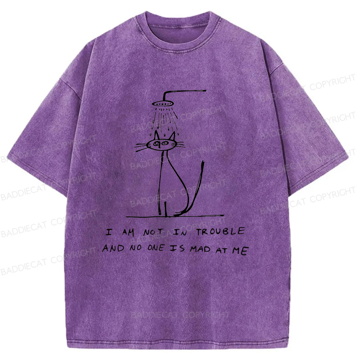 Baddiecat A Sad Cat Alone Washed T-shirt