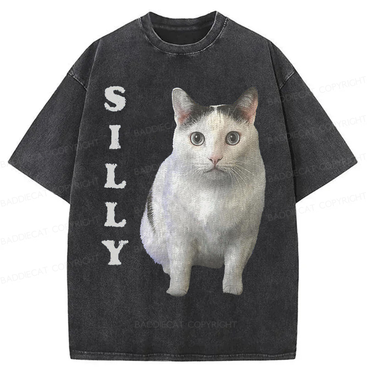 Baddiecat Silly Cat Washed T-shirt