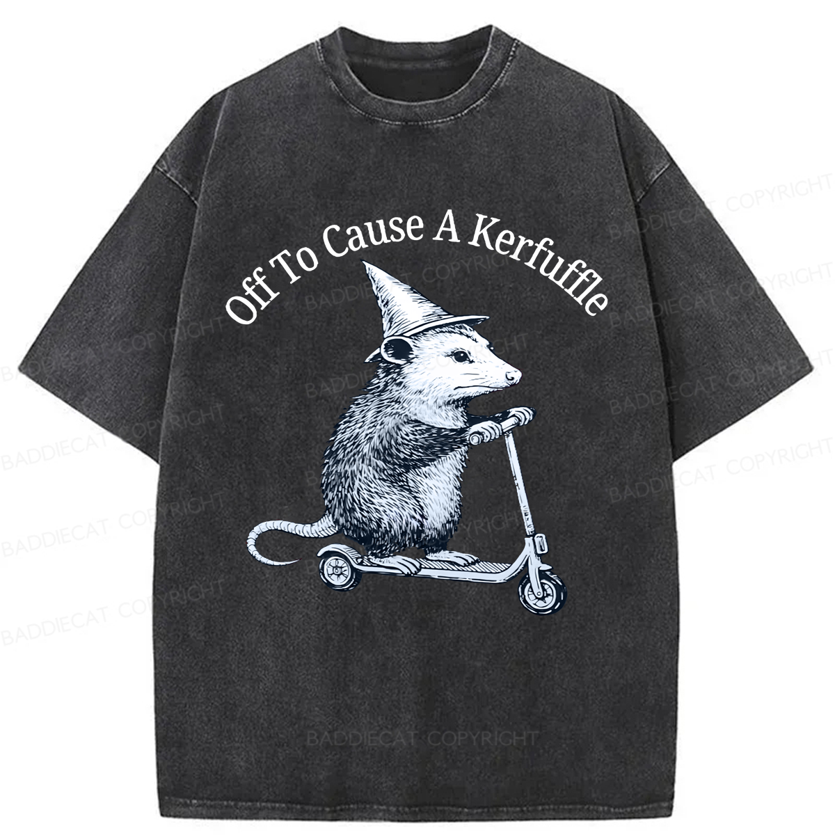 Baddiecat A Possum On A Scooter Washed T-shirt