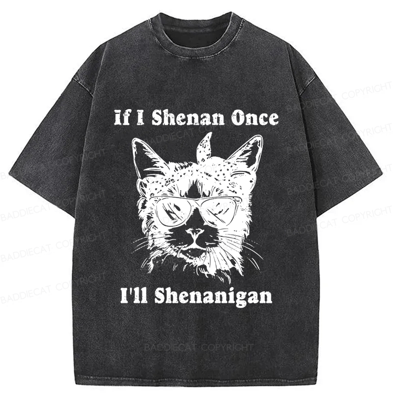 Baddiecat If I Shenan Once I’ll Shenanigan Washed T-shirt