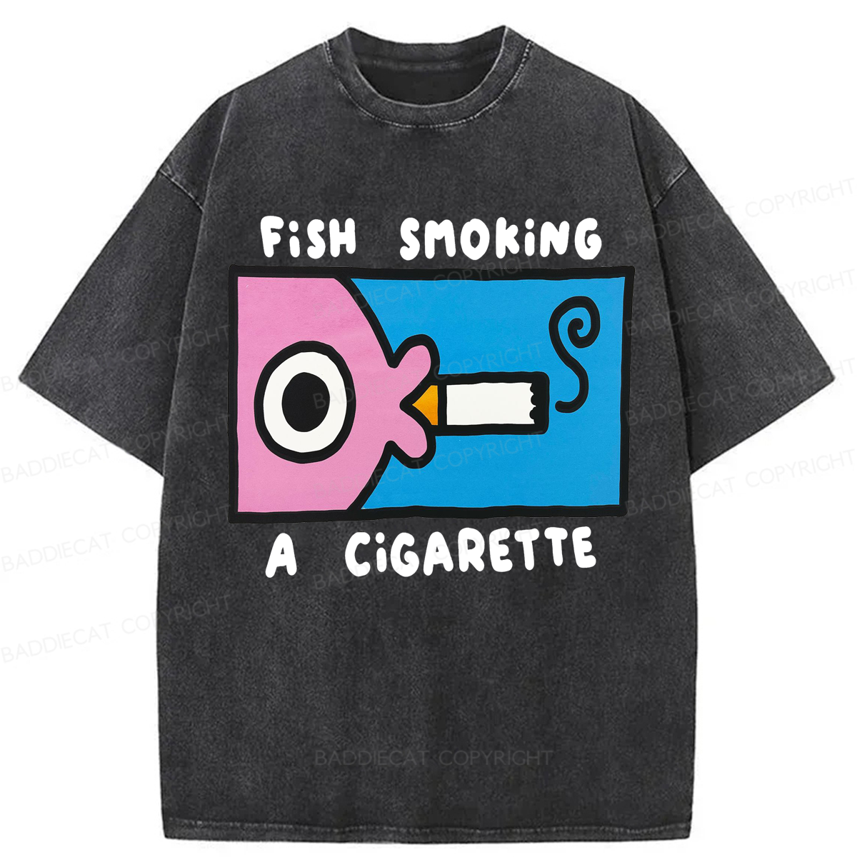 Baddiecat Fish Smoking Washed T-shirt