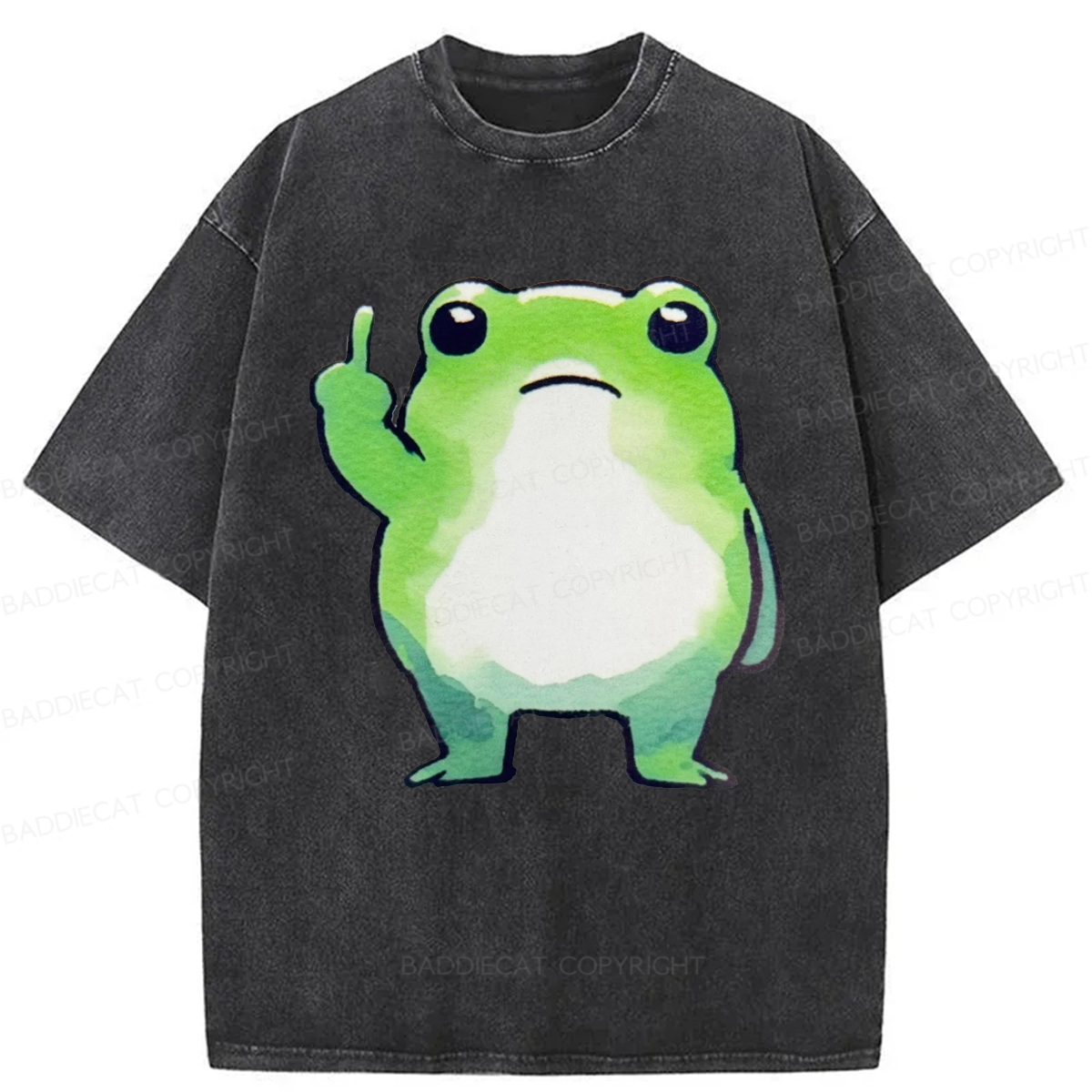 Baddiecat Middle Finger Frog Washed T-shirt