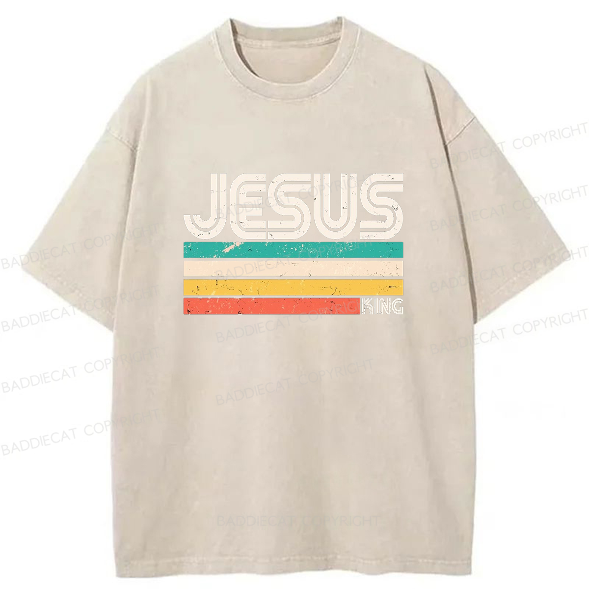 Baddiecat Jesus Is King Washed T-shirt