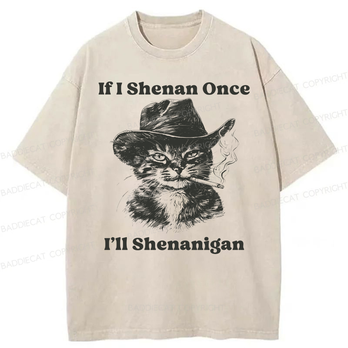 Baddiecat If I Shenan Once I'll Shenanigan Cat Washed T-shirt